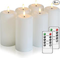 Flameless Candles Battery Operated with Remote and 2/4/6/8 H Timer, 6pcs Flickering Fake Electric Candles for Festival Wedding Home Party Decor (D3 x H 6") (White)