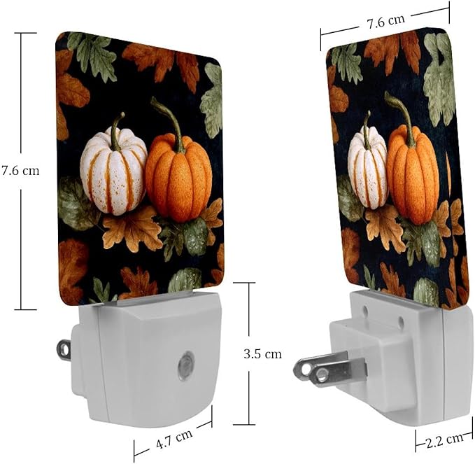 2 pcs Thanksgiving Pumpkins a (3) Plug in Dimmable Led Night Light with Auto Dusk to Dawn Sensor, Soft Nightlights for Hallway,Bedroom, Kids Room, Kitchen, Stairway