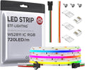 BTF-LIGHTING FCOB WS2811 IC RGB COB LED Strip DC12V 720LED/m 9.8FT Flexible High Density Uniform Chasing Color Light 20IC/m 12mm Width Light for Home Indoor Decor(No Adapter or Controller)