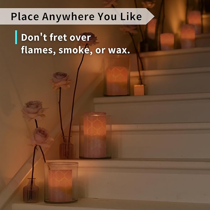 FURORA LIGHTING Dusty Rose Nordic Real Wax Flameless LED Candles with Remote & Timer (2/4/6/8H), Elegant and Romantic Glow, Pack of 8, Batteries Included