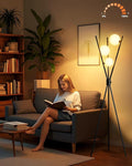 Lightdot 60IN Dimmable Black Tripod Floor Lamp Mid Century Standing Lamps with 3Pcs 3000K Bulbs Included Globe Eye Care&Stable Base Modern Tall Lamp for Living Room/Bedroom/Sofa Beside/Corner Decor