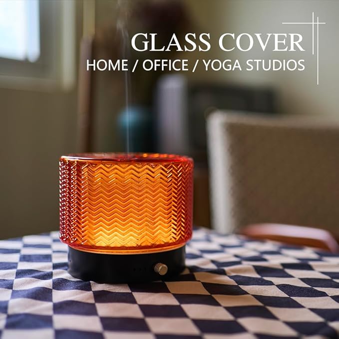 Glass Essential Oil Diffuser - 140ml Ultrasonic Aroma Diffuser with Adjustable Mist Modes, 4 Timers, and Mood Light