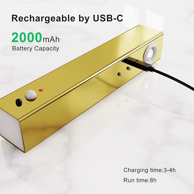 Motion Sensor Wall Light with Remote Control, Rechargeable Magnetic Wall Light, Wireless Motion Sensor Light Indoor Suitable for Hallway Light Room LED Night Light -1 Pack Brass