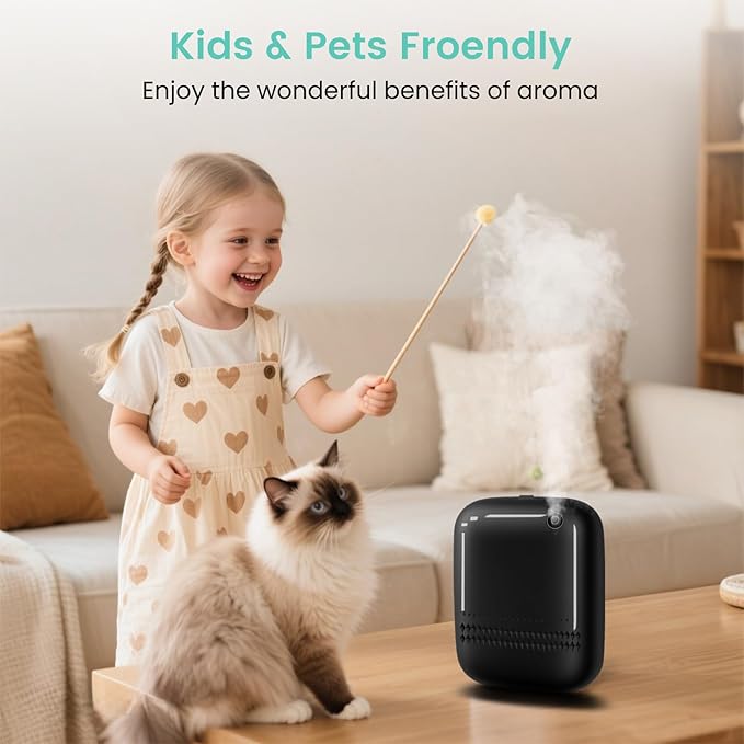 2026 Upgraded 2000 Sq.Ft Coverage HVAC Waterless Essential Oil Diffuser with Bluetooth Control, 400ML Smart Scent Air Machine for Home, Hotel, Whole House, Cold Air Tech (No Oils) Black