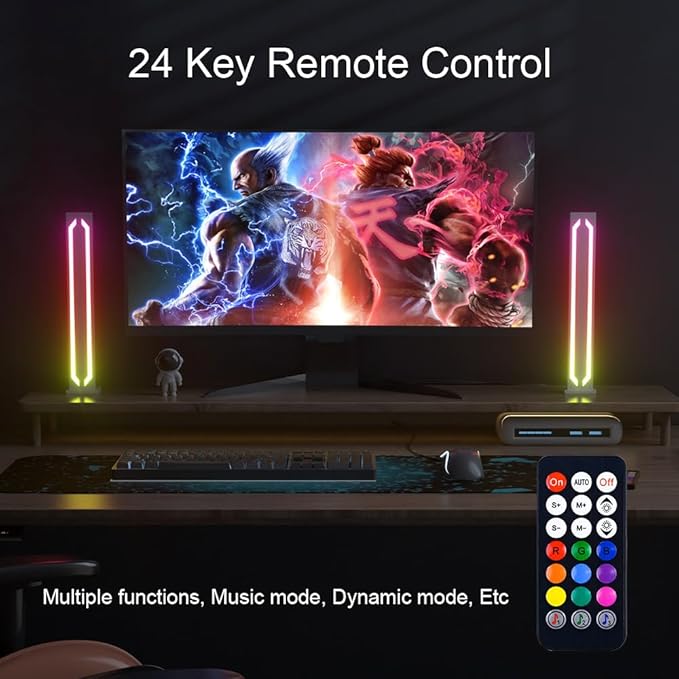 Smart LED RGB Ultra Slim Lamps, Metal Aluminium Housing with App Control and Music Sync Rhythm Mode, Warm Mood Lighting for Desktop Gaming, PC, TV, Room Decoration