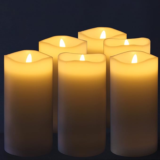 Stonebriar 3 Count Ivory Real Wax 3x6 Flameless LED Pillar Candles with Remote and Timer