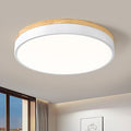 Modern Dimmable Wood Ceiling Light, White Round LED Flush Mount Ceiling Lighting Fixtures, Minimalist Ceiling Lamp for Kitchen Bedroom Laundry Room Living Room Entryway Hallway&15.74 in