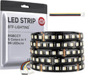 BTF-LIGHTING RGBCCT 5 Colors in 1 LED Tape Lights 5050SMD RGBWW RGB+Dimmable Color Temperature 2700K-6500K 16.4ft 96LED/m 480LED IP65 DC24V Black PCB for Home Decoration(No Adapter or Controller)