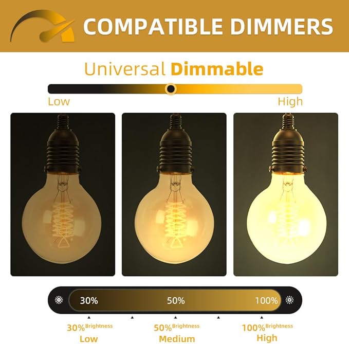 Jslinter Incandescent Light Bulbs 60 Watt Dimmable Bulbs 4 Pack, 2200K G80 Soft Light Bulbs Warm Light, 110v E26 Eecorative Light Bulb, Vintage 230LM Edison Bulb for Bedrooms, Living Rooms Clear glass