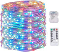 LED Fairy Lights Battery Operated String Lights Waterproof Silver Wire Firefly Lights for DIY Crafts Wedding Indoor Outdoor Christmas Patio Garden Decoration (Multicolor, 33FT-100LEDS)