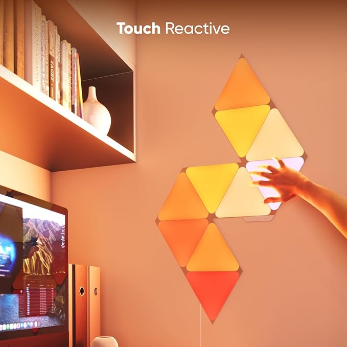 Nanoleaf Shapes LED Lights for Wall, WiFi Smart Home Wall Panel Light RGBW 16M+ Color LED Dimmable Gaming and Home Decor Wall Lights Smarter Kits (Triangles Smarter Kit 7 Pack)