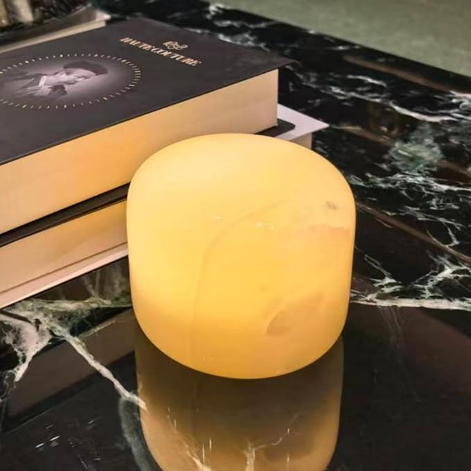 Marble Lamp Night Light Touch Bedside Table Lamp for Bedroom,Type-C Rechargeable Small Desk Bedside Small Lamps,Eye Caring Dimmable LED Ambient lamp (Art Deco)