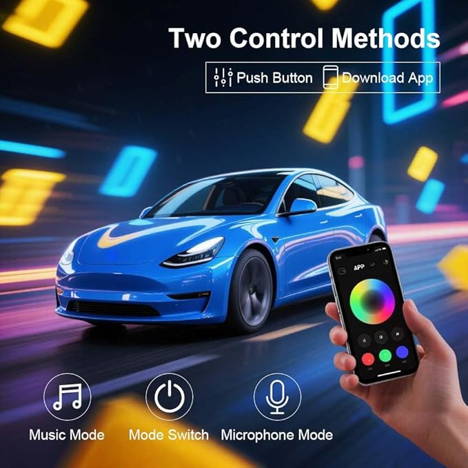 RGB 18 in 1 Interior Car LED Strip Light with Wireless APP,16 Million Interior Lights Car Dreamcolor Acrylic Ambient Lighting 600 LED Music Sync Neon Lights Kits (18 in 1 Set + App Control)