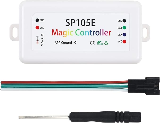 VIPMOON SP105E Wireless Bluetooth Controller, LED Light Controller DC5V~24V WS2812B Controller for WS2811 WS2812B SK6812 LED Strip Pixel Module Panel Lamp