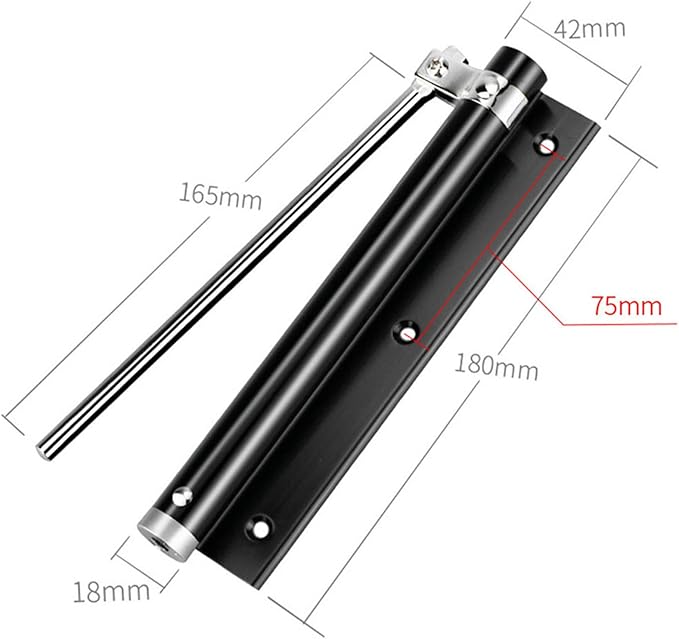 zeng Automatic Door Closer, 304 Stainless Steel, Surface Mounted, Adjustable Spring, Commercial and Residential (Black)