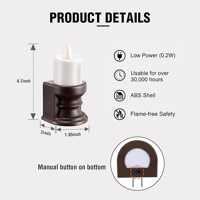 Meonum Remote Control Flickering Flameless Candle Night Light Plug in, Dimmable LED Nightlight with Dusk to Dawn Sensor, Dual Light Candle Nightlight for Bedroom, Hallway, Bathroom(Warm Yellow)