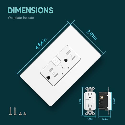 TOPELER 2 Pack Smart Wall Outlet, Electrical in-Wall Outlet with Individually Controlled, 15A Tamper Resistant Receptacle, Work with Google Home & Alexa, 2.4G WiFi Only, ETL & FCC Listed, White