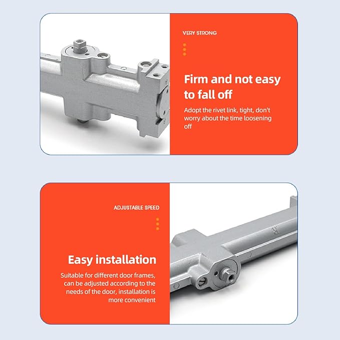 Automatic Door Closer Heavy Duty Adjustable Speed Hydraulic Spring Door Closer for Commercial Residential Use Aluminum Alloy 1100mm Width 40 65kg Capacity