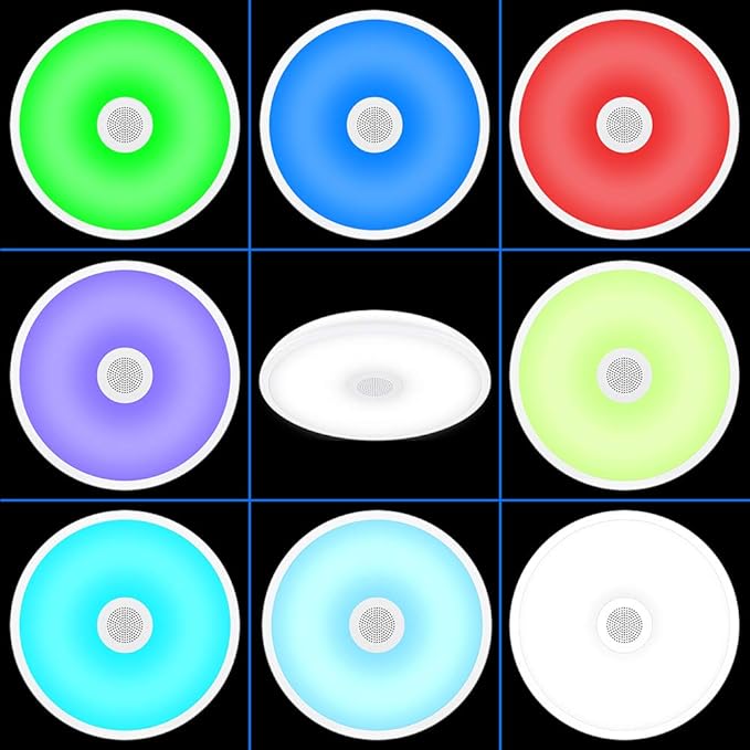 HOREVO Bathroom Ceiling Light Fixture, Waterproof IP65 18W LED Music Ceiling Lamp with Remote Control with Bluetooth Speaker,FCC and UL1598 Certified for Kitchen, Laundry, Hallway. (Need Wired)