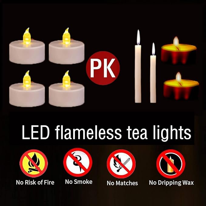 Tea Light, 100 Pack Flameless LED Tea Lights Candles Flickering Warm Yellow 200+ Hours Battery-Powered Tealight Candle. Ideal for Party, Wedding, Birthday, Gifts and Home Decoration (100 Pack)
