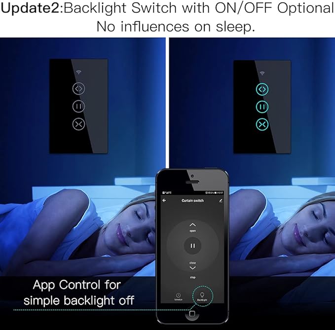 MOES WiFi Smart Curtain Switch Motorized Roller Blinds Shutter Switch,Smart Life/Tuya APP Remote Control,Compatible with Alexa Echo and Google Home,Black