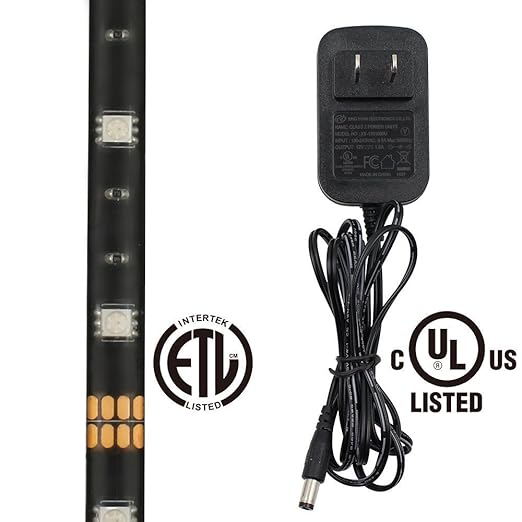 TORCHSTAR LED Strip Lights for 32 Inch-60 Inch HDTV, RGB LED TV Backlight Kit with Remote, ETL Listed, 16 Colors Changing Multi-color 5050 LEDs Bias Lighting, UL Adapter, Home Theater, Gaming Computer