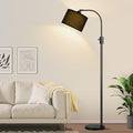 Nintiue Upgraded Modern Arc Dimmable Tall Standing Floor Lamp with Black Shade, 1200 Lumens LED Bulb Included, for Living & Reading Room, Bedroom, Office & Nursery, Black