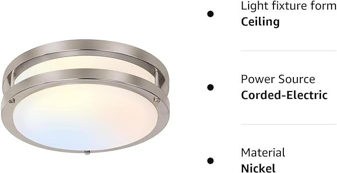 hykolity 13 inch Flush Mount LED Ceiling Light Fixture, 2700K/3000K/3500K/4000K/5000K Adjustable Ceiling Lights, Brushed Nickel Saturn Dimmable Lighting for Bathroom or Kitchen, ETL Listed - 2 Pack