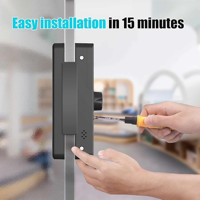 Sliding Swing Door Smart Lock for Glass Door Keyless Entry Digital Door Locks, Fingerprint/APP/Password/Card/Key Five in One WiFi Lock for Office,Home,Hotel,Apartment