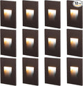 LEONLITE 12-Pack 3CCT 120V LED Step Lights, 3.5W 110LM 5%-100% Dimmable Indoor Outdoor Waterproof Vertical Stair Light, 3000K/4000K/5000K Selectable, CRI90, ETL, Aluminum, Oil Rubbed Bronze