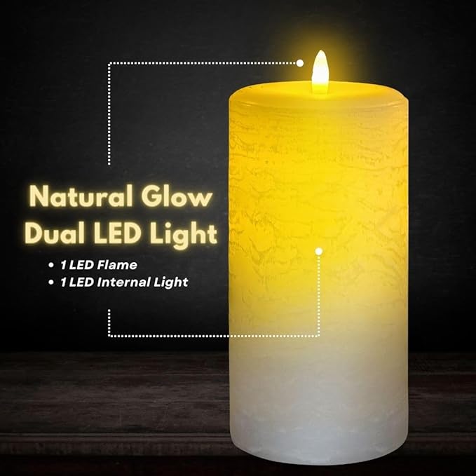 LumiPur Signature Natural Glow Flickering Flameless LED Wax Pillar Candle (4" x 8", Gray Fog)
