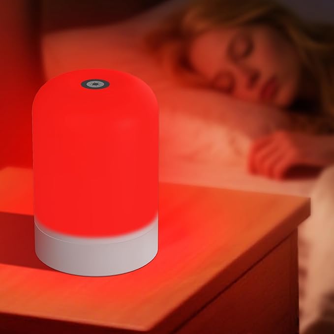 Aogled Red Light Therapy Lamp for Sleep & Relaxation – 670nm Bedside Night Light with Touch Control, Dimmable LED Lamp for Bedroom | Cordless, Rechargeable, Portable Design for Travel & Home Use