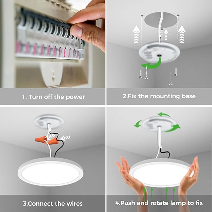 zemty 9 Inch LED Ceiling Light with Night Light 1800K, 3000K/4000K/6500K Dimmable Light Fixtures with Remote Control,15W 1500lm Flush Mount Ceiling Lamp for Bedroom LivingRoom Bathroom Kitchen-White