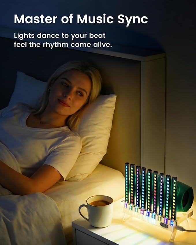 Sound Reactive Ambient Light, Smart App-Controlled Music Rhythm Lamp with Custom Modes, Designed for Portable Speaker Setup for Bedroom, Dorm, Living Room (Orange)