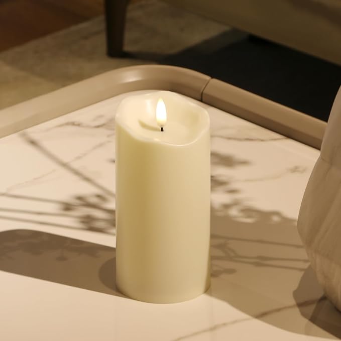 Mingfuxin Flickering Flameless Candles Battery Operated, Waterproof Outdoor Indoor LED Fake Pillar Candle with Remote for Women Bedroom Home Wedding Birthday Halloween Decorations