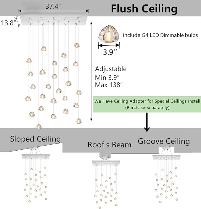 LED Rectangular Chandeliers for Ding Room Light Dimmable Living Room High Ceiling Pendant Lights Fixtures Lighting 138in Long Foyer Entryway Lighting Silver