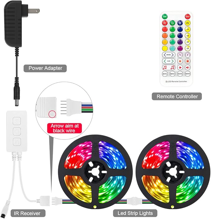 BTF-LIGHTING RGBW Bluetooth Music APP 32.8FT LED Strip Lights RGB+Cool White 6000K 4 Colors in 1 LED Color Changing Lights Strip for Bedroom, Desk, Home Decoration, with Remote and 12V Power