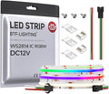 BTF-LIGHTING FCOB COB LED Strip WS2814 IC RGBW 4000K Flexible High Density Color Chasing Uniform Light 9.8FT DC12V 16IC/m 10mm Width for Home DIY Lighting Projects(No Adapter or Controller)