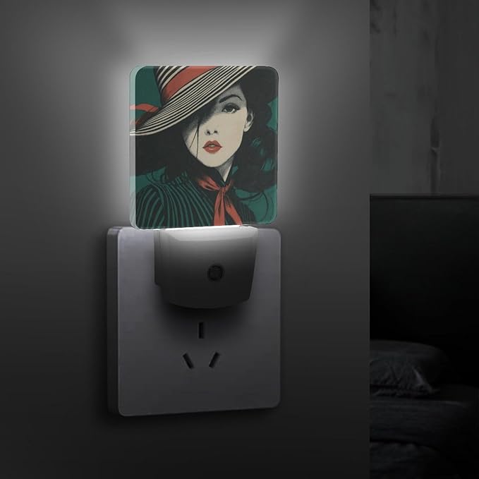 Plug in Night Light with LED & Smart Light Sensor, Stripe Concerto Auto-On/Off Night Lights Plug Into Wall for Bedroom, Bathroom, Hallway, Stairway