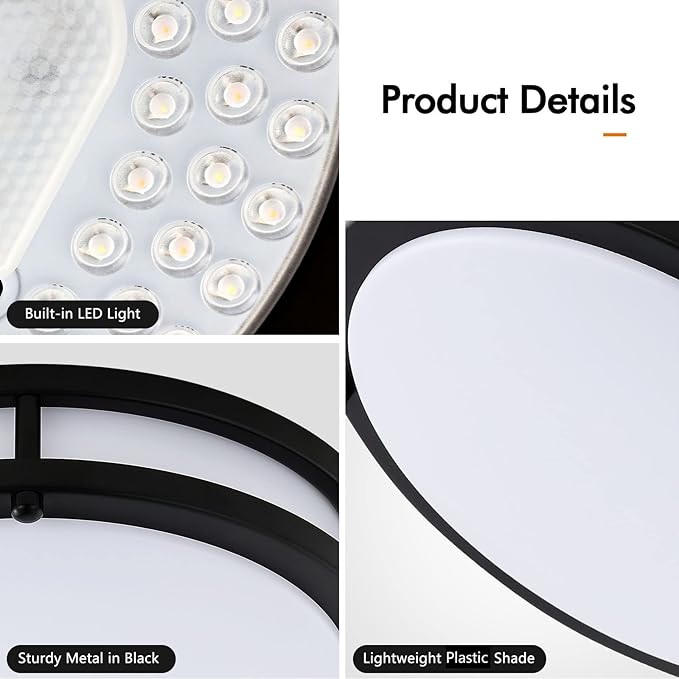 4-Pack 10Inch 30W LED Flush Mount Ceiling Light Fixtures Bright 3200LM Dimmable Ceiling Lights, 5CCT Adjustable 2700K/3000K/4000K/5000K/6500K, Ceiling Lamps for Kitchen Hallway Bathroom Bedroom Black
