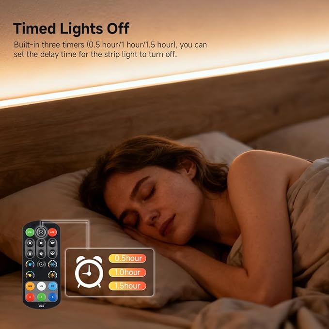 BTF-LIGHTING FCOB COB RGBCCT Color Changing LED Strip with Remote,UL Listed Flexible High Density DC24V 9.8FT RGB+Tunable White 3000K-6000K RF Remote Controller 12mm Width 3M Tape for Home Decor