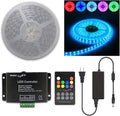 10FT 20FT 50FT 100FT 120FT 150FT 160FT 180FT 200FT 12V 60LEDs/M IP65 Waterproof RGB SMD 5050 LED Strip Light Flexible w/Music Sensed Controller & Power Supply (10)