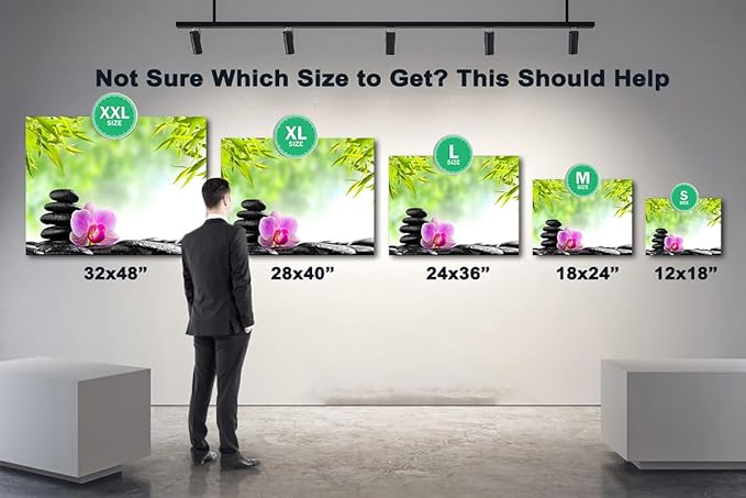 GUTTATY Zen Wall Art Decor, Modern Bathroom Zen Decor Wall Art, Canvas Wall Art for SPA Zen Room Decor, Green Bamboo Leaves and Pebble Relaxing Zen Art Prints for Office & SPA Wall Decor 32x48 Inches