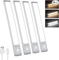 Motion Sensor Under Cabinet Lighting-Magnetic Rechargeable Closet Lights for Kitchen,Stairs,Wardrobe | 3-Color Dimmable LED Under Counter Lighting | Cord-Free Light Bars (9.5inch-4Pack)