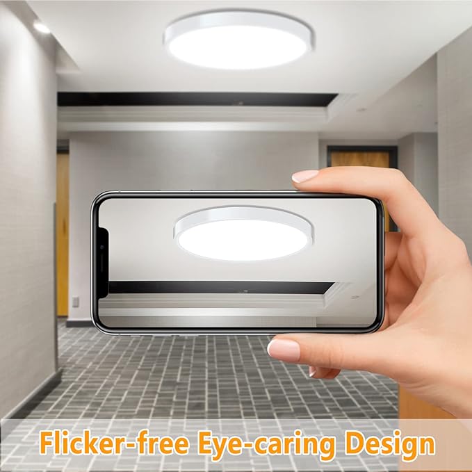 2 Pack LED Flush Mount Ceiling Light Fixture, 9inch Modern LED Ceiling Light 18W 5000K, Low Profile Slim Flat Surface Mount Ceiling Lights for Bedroom Kitchen Hallway Stairwell Basement Closet