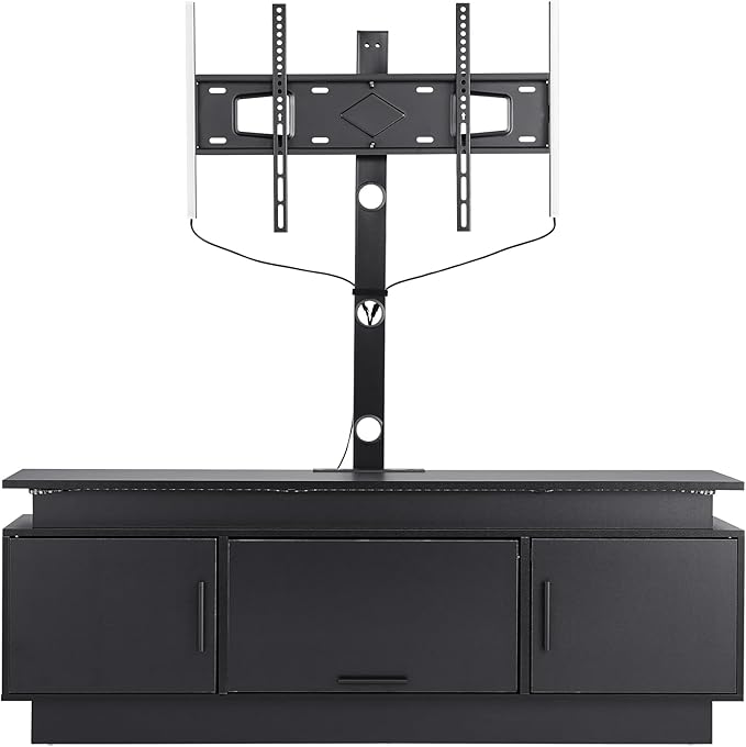 VEVOR 60" TV Stand with Mount for up to 75 in TVs, Entertainment Center with Power Outlet & LED Lights, Height Adjustable TV Console with Mount with 3 Tiers Storage Cabinets for Bedroom, Living Room