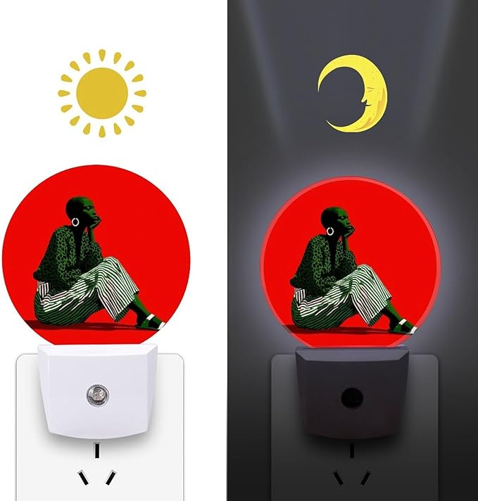 Plug in Night Light with LED & Smart Light Sensor, Striped Dialogue Auto-On/Off Night Lights Plug Into Wall for Bedroom, Bathroom, Hallway, Stairway