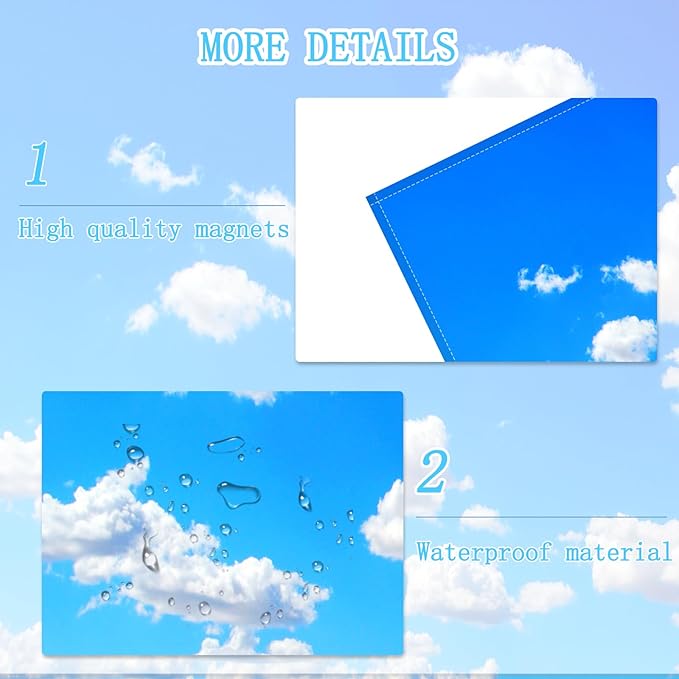 4 Pack Fluorescent Light Covers for Ceiling Lights -Magnetic Cloud Cover for Fluorescent Or LED Fixture 2ft x 4ft Classroom,Home,Office Decoration Filters Overhead Lighting-white clouds