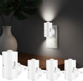 4 Pack Small LED Night Light, Dimmable Plug-in with Dusk to Dawn Auto On/Off, 5000K Daylight Adjustable Brightness (0-200 LM), 180° Rotating Head for Kitchen, Bathroom, Hallway