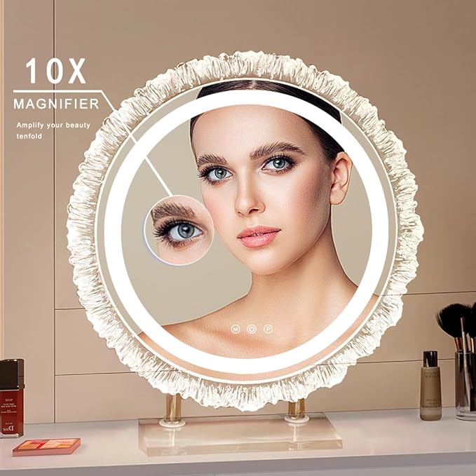 Vanity Mirror with Lights, 20.87 * 23.62" LED Makeup Mirror, Lighted Makeup Mirror with Lights, Smart Touch Control Dimmable 3 Modes Light, Lighted Up Mirror for Makeup Desk